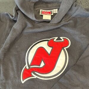 NJ Devils Reebok Black Hoodie with Red and White Logo